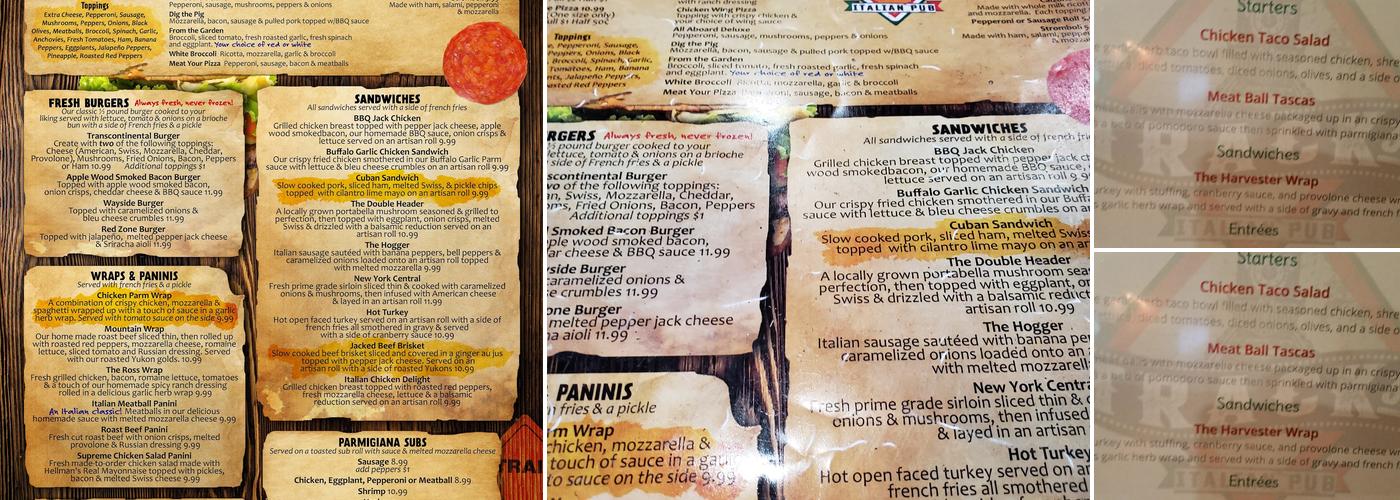 Track 32 Italian Pub Menu