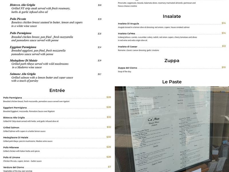 Ca’Mea Restaurant Menu