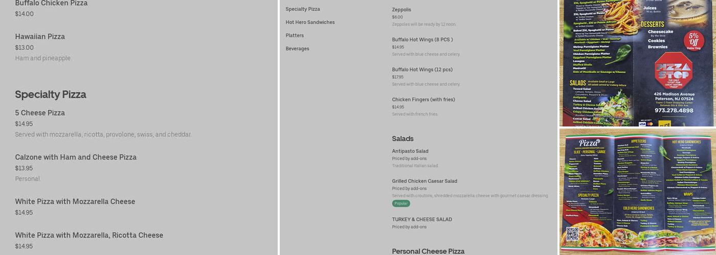 Pizza Stop Menu