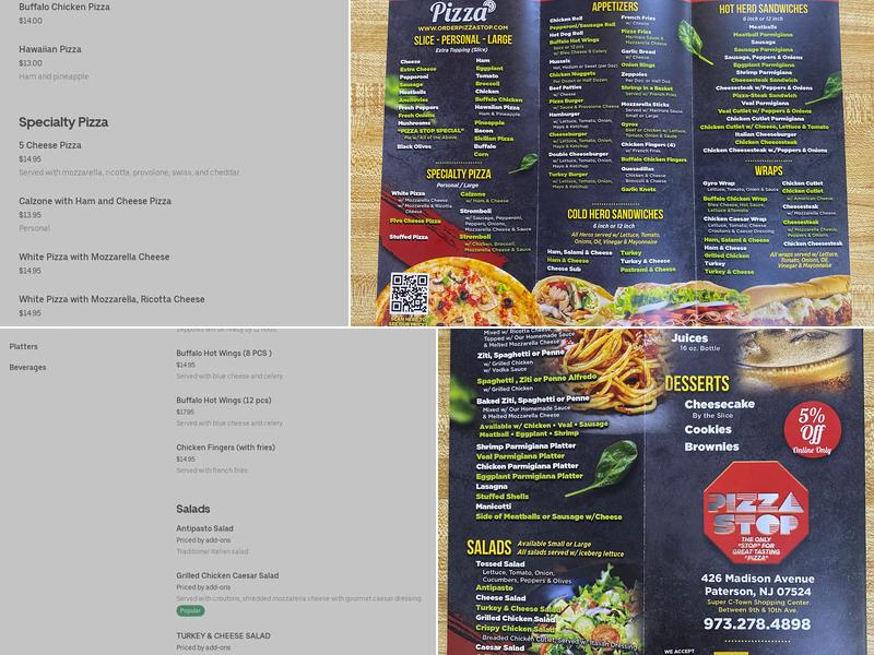 Pizza Stop Menu