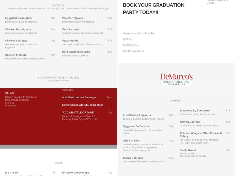 DeMarco's Menu