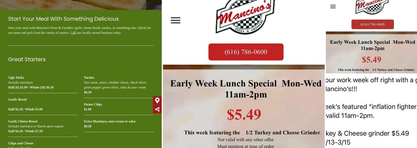 Mancino's Pizza & Grinders Menu