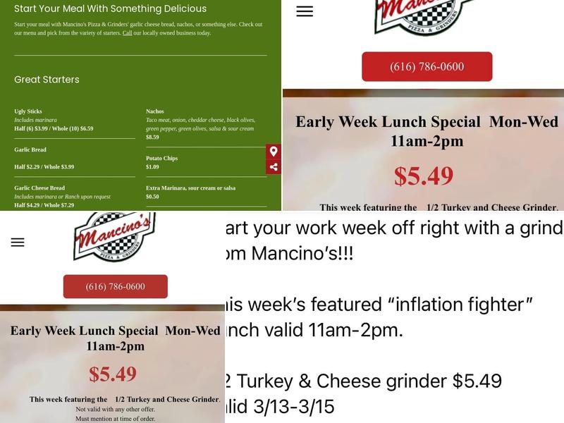 Mancino's Pizza & Grinders Menu