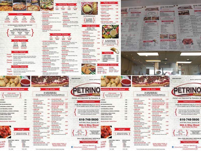 Petrinos Pizzeria In Zeeland Menu