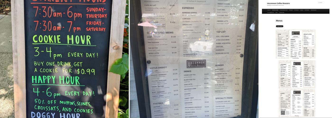 Uncommon Coffee Roasters Menu