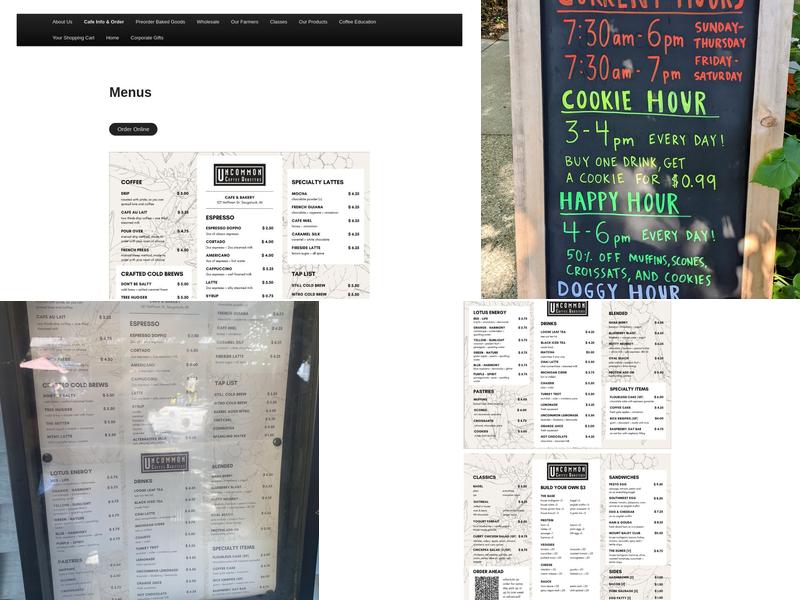 Uncommon Coffee Roasters Menu