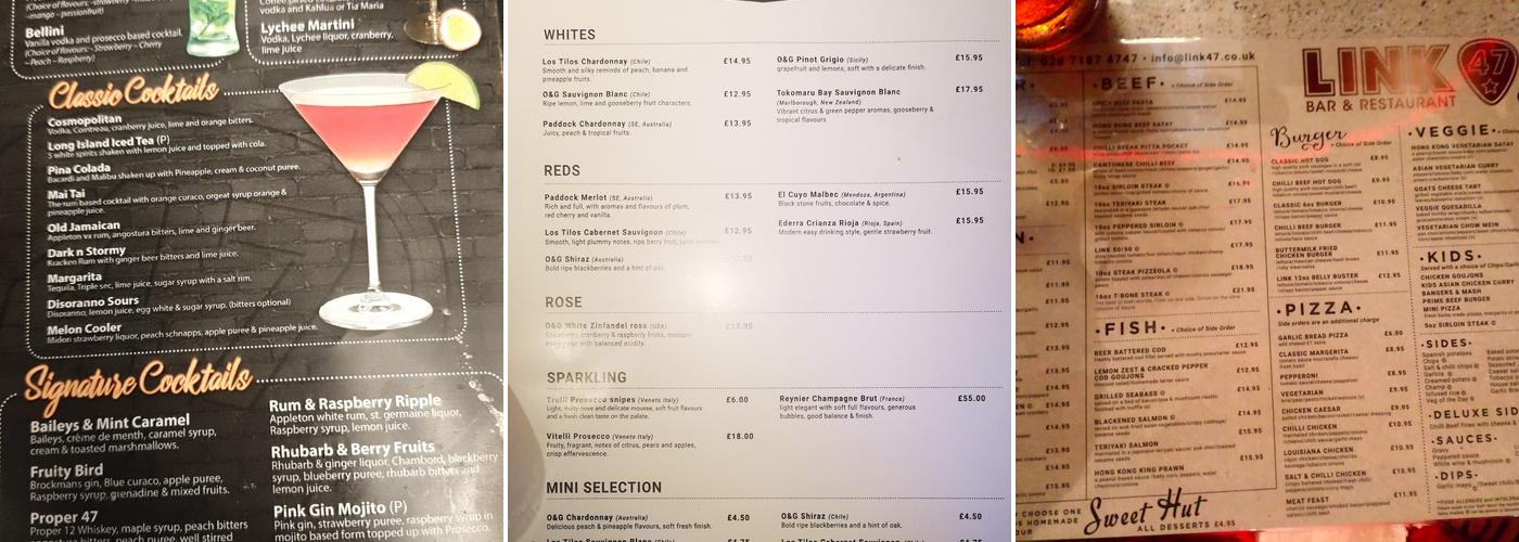 Link 47 Bar & Restaurant Menu