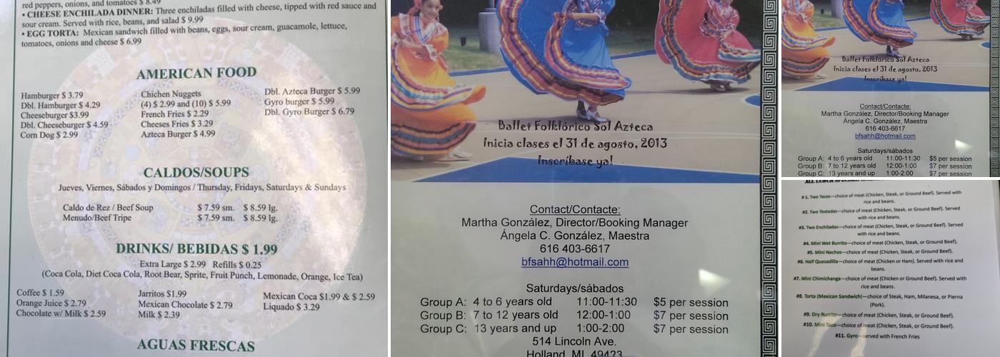 Taqueria Azteca Menu