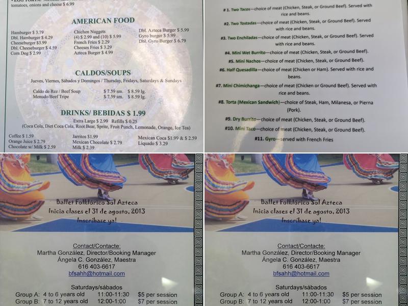 Taqueria Azteca Menu