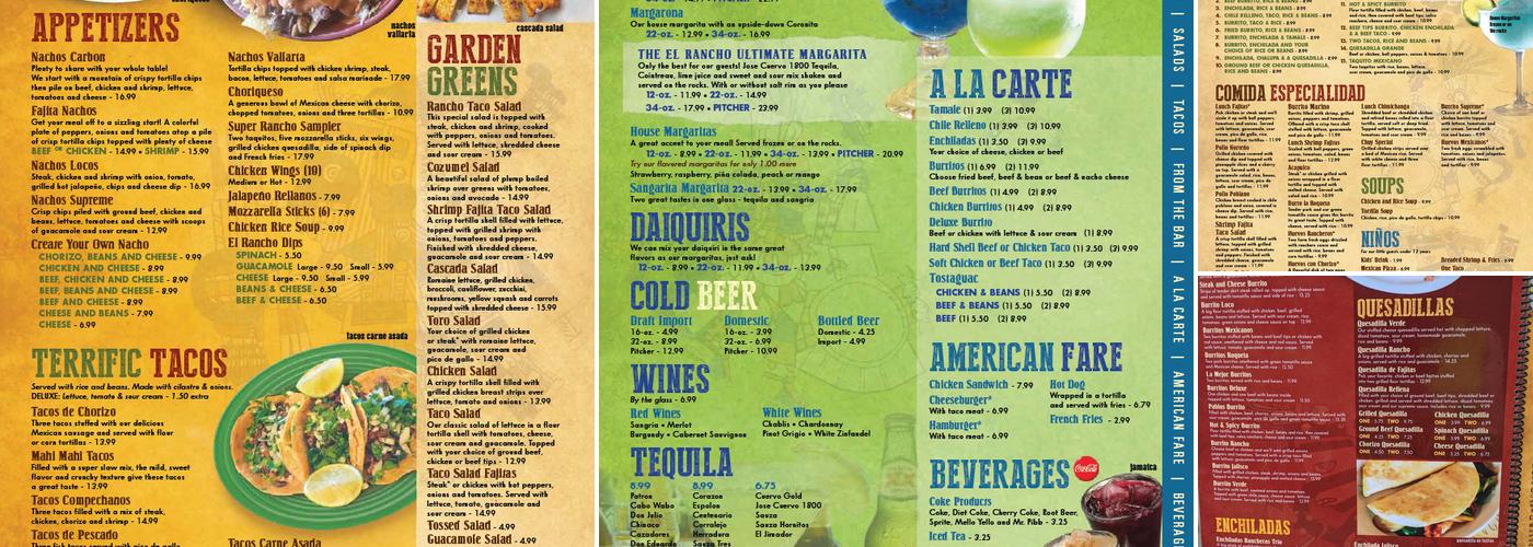 El Rancho Menu