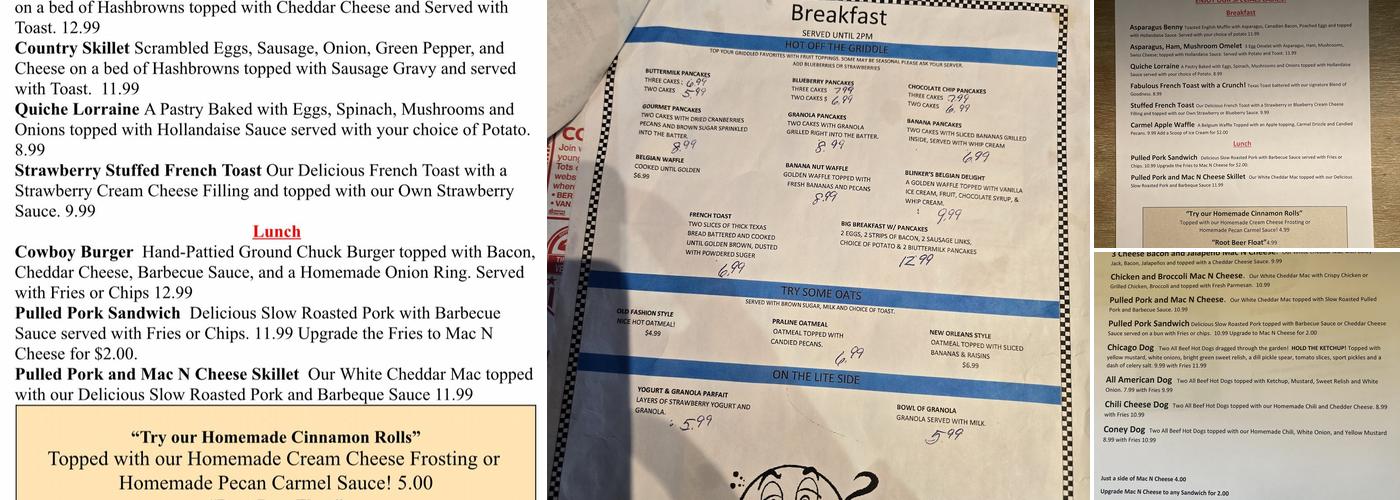 Blinker's Diner Menu