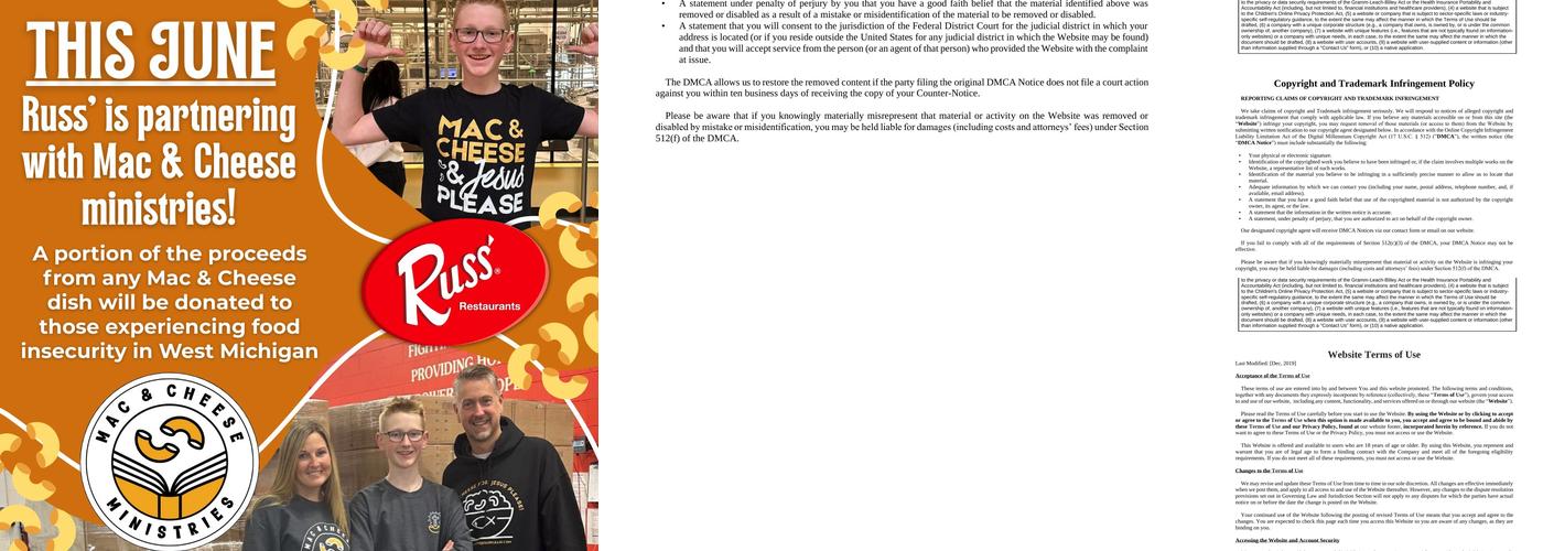 Russ' Restaurant Menu