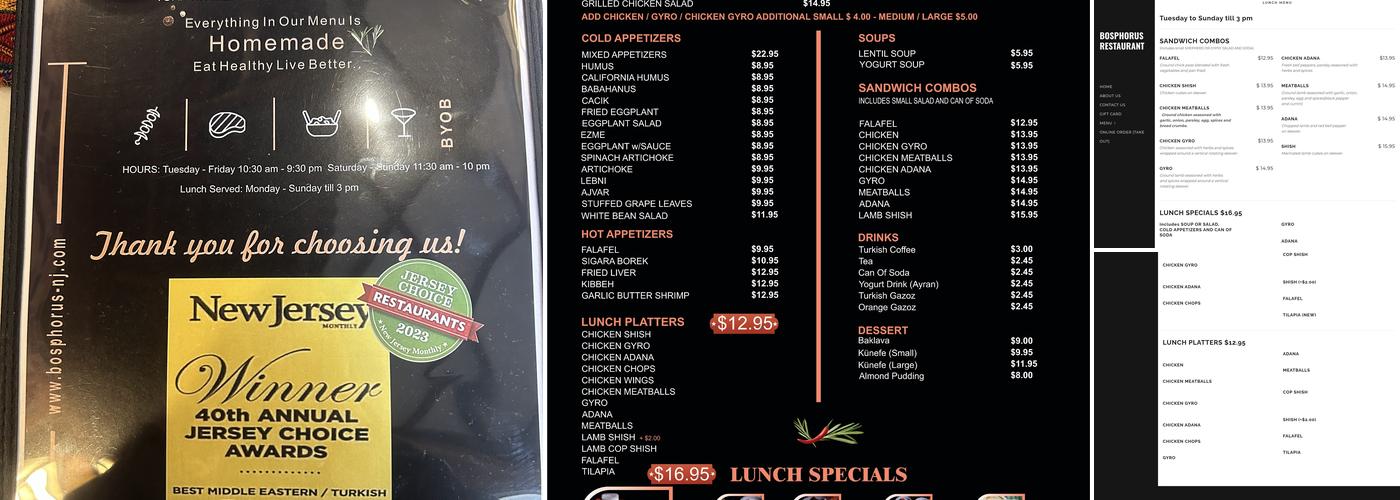 Bosphorus Restaurant Menu