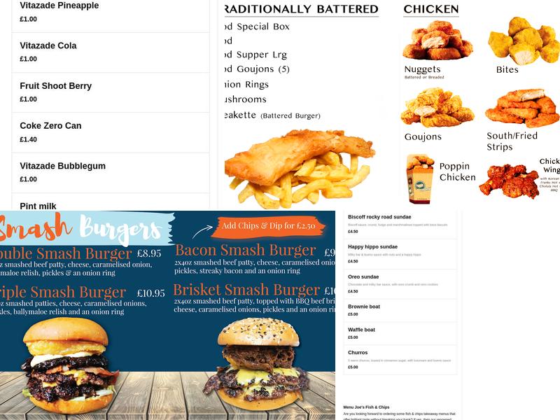 Joe's Traditional Fish and Chips Menu