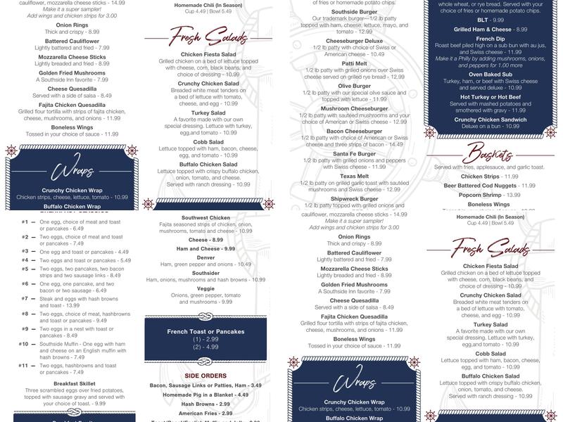 Southside Inn Menu