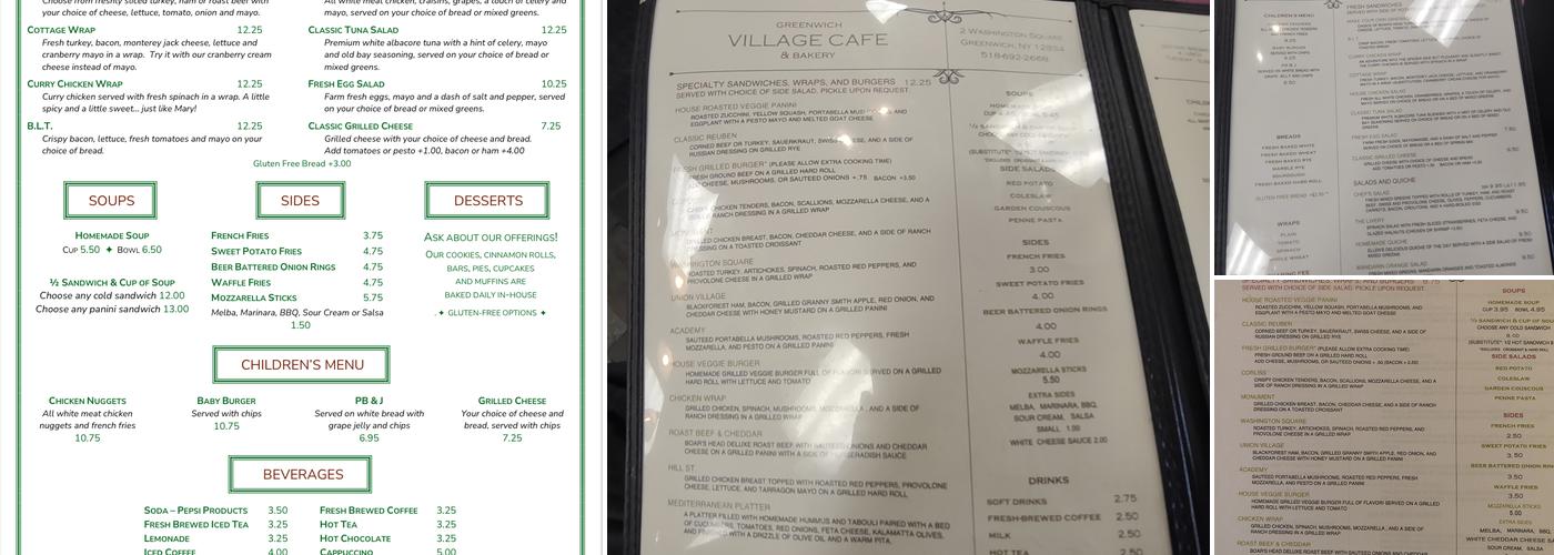 Greenwich Village Cafe Menu