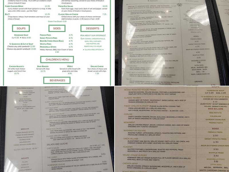 Greenwich Village Cafe Menu