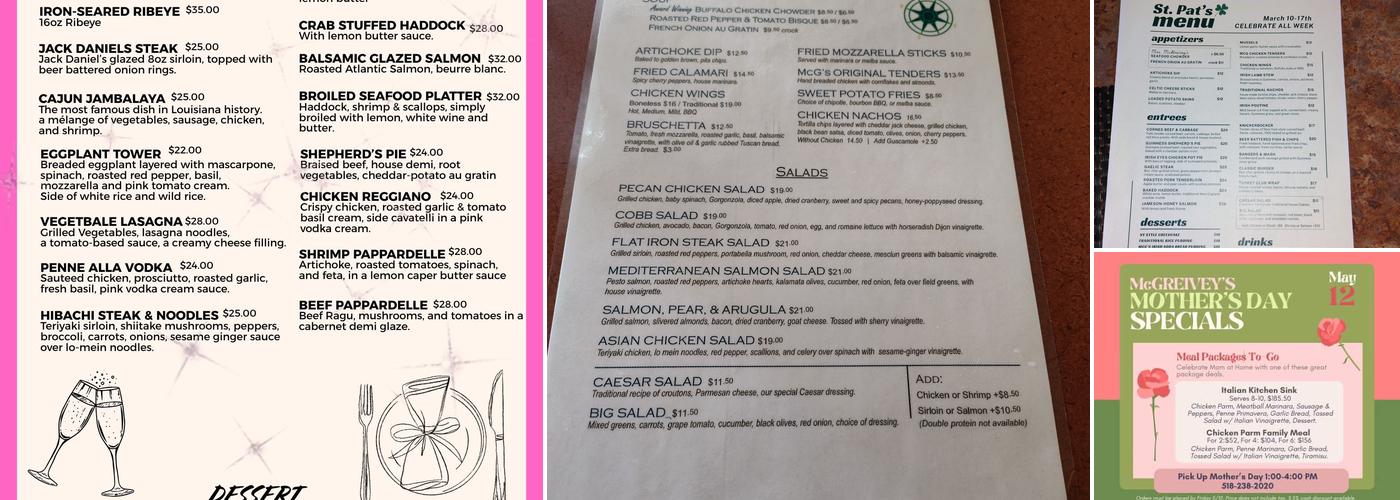 McGreivey's Menu
