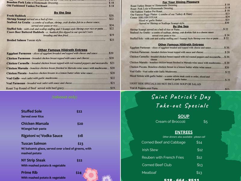 Hildreth's Restaurant Menu