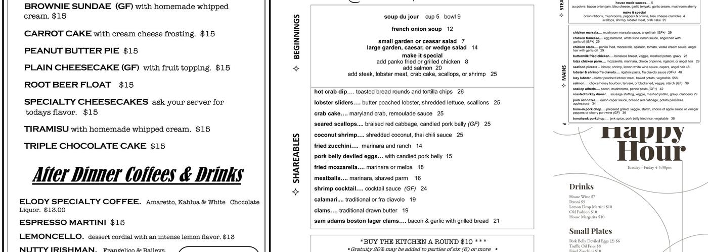 13 North Menu