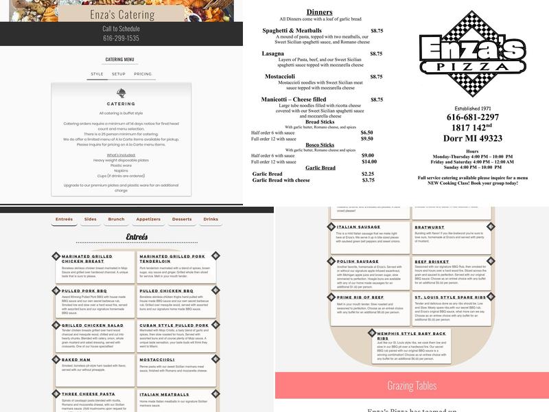Enza's Pizza Menu