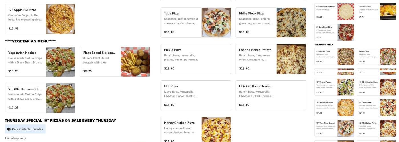 Northside Pizza Menu