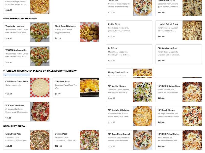 Northside Pizza Menu