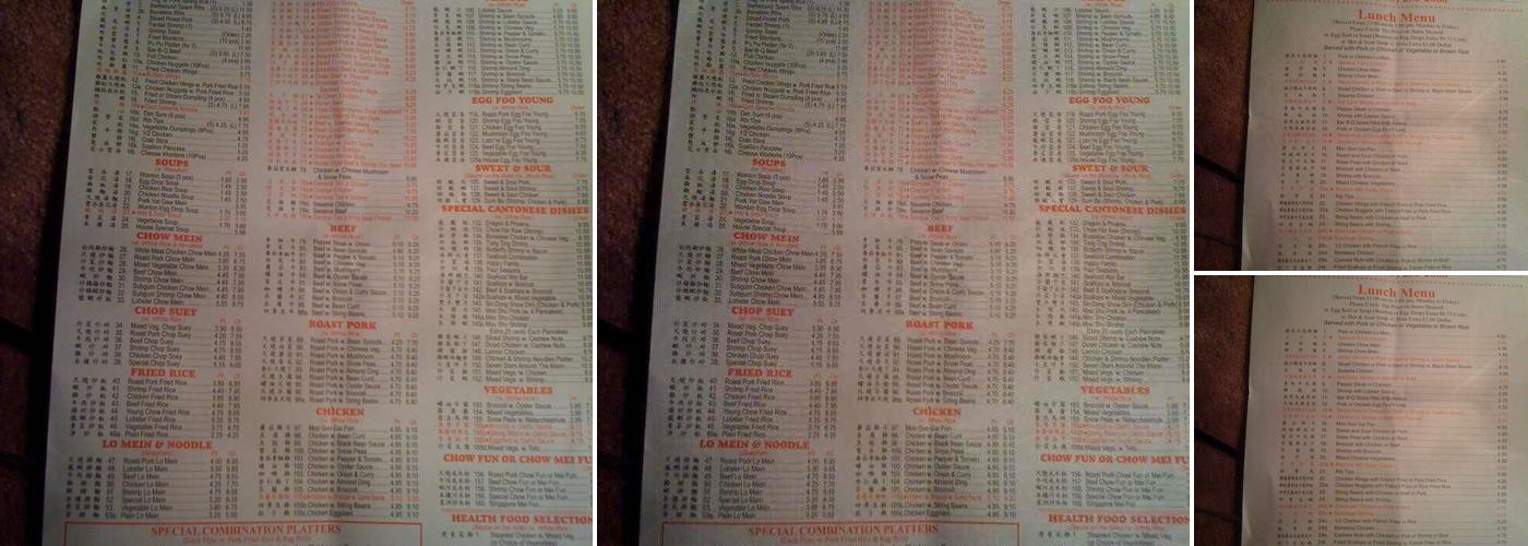 Chang Sing Restaurant Menu