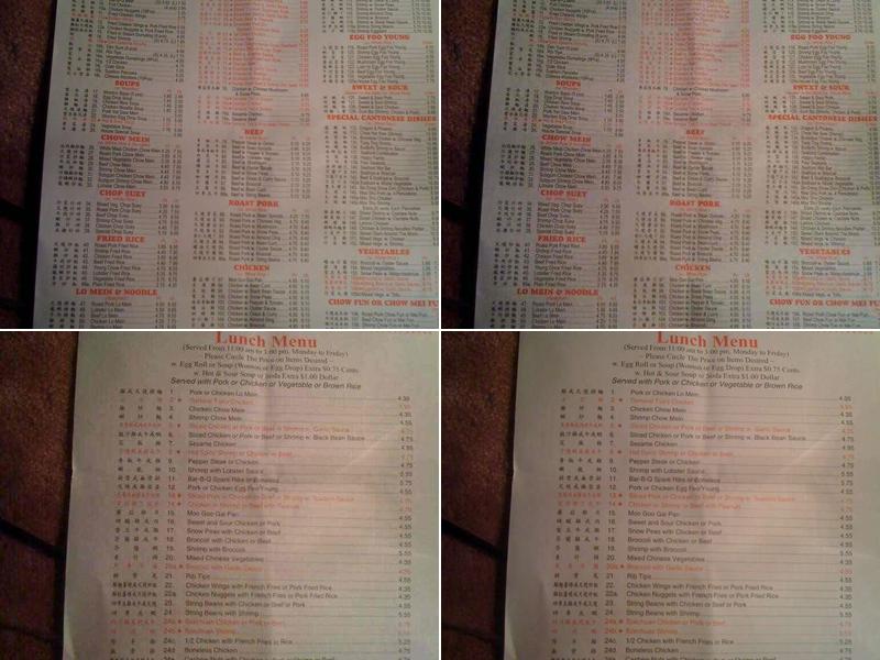 Chang Sing Restaurant Menu