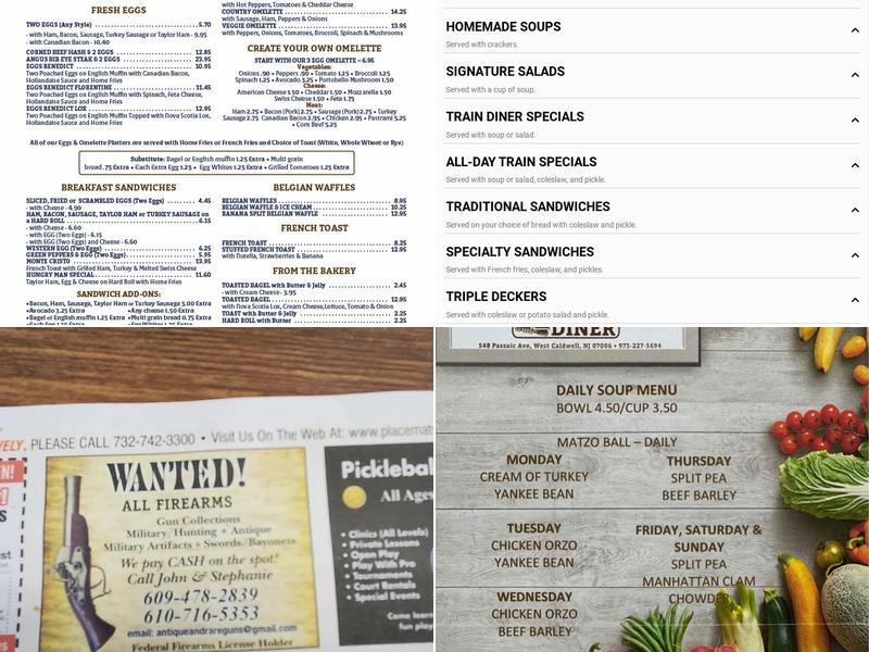 Train Diner Menu
