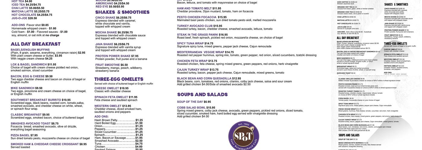 Spot Coffee Menu