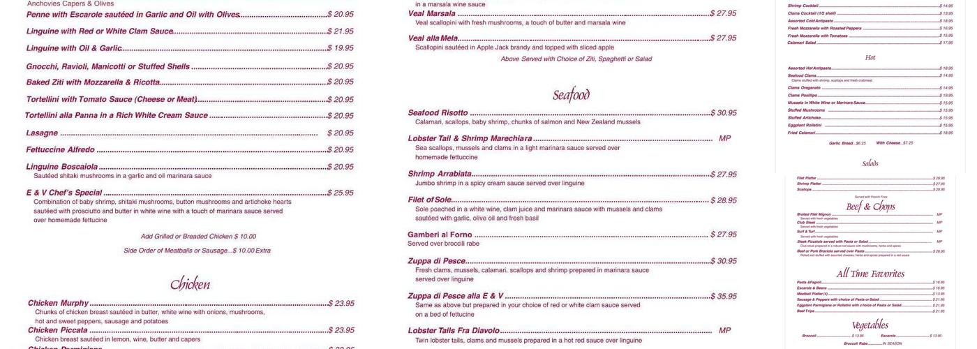 E & V Menu