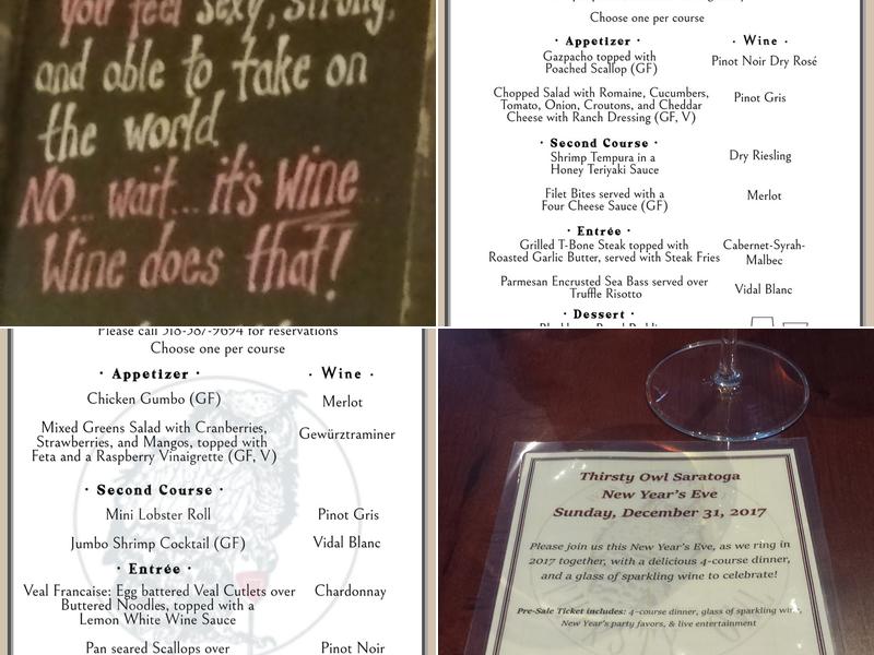 Thirsty Owl Saratoga Menu