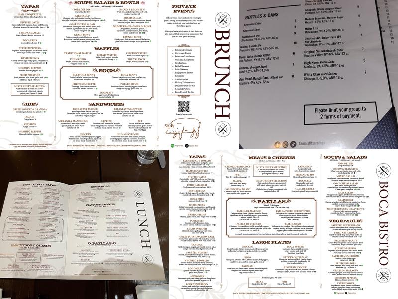 Boca Bistro Menu