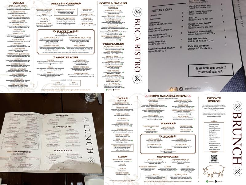 Boca Bistro Menu