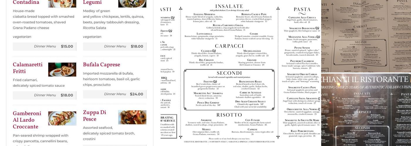 Chianti Il Ristorante Menu