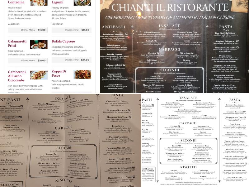 Chianti Il Ristorante Menu