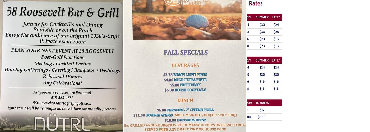 58 Roosevelt Bar and Grill Menu