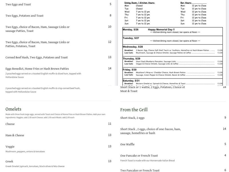 Whitehouse Restaurant Menu