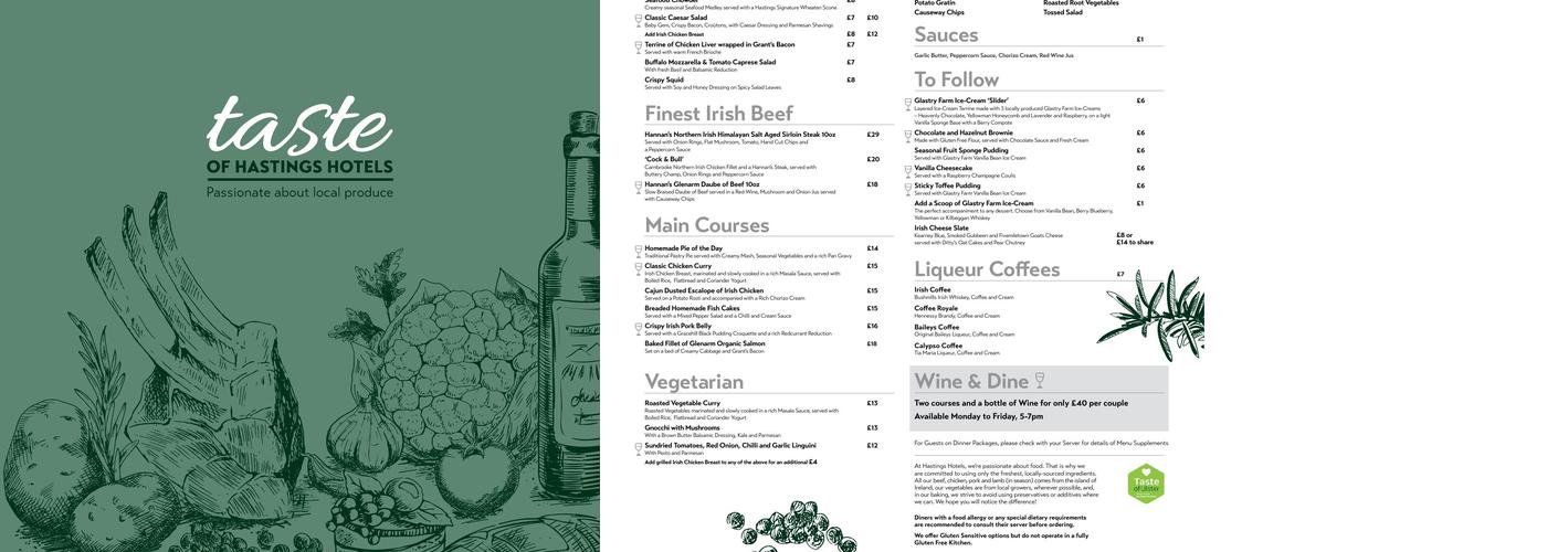 The Grill Restaurant Menu