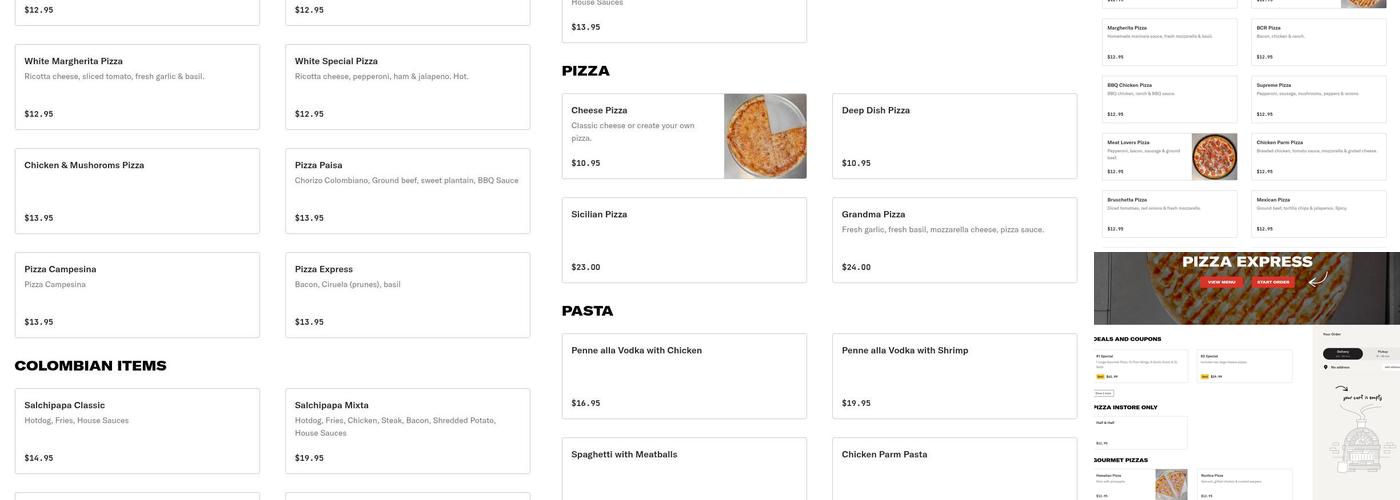 Pizza Express Menu