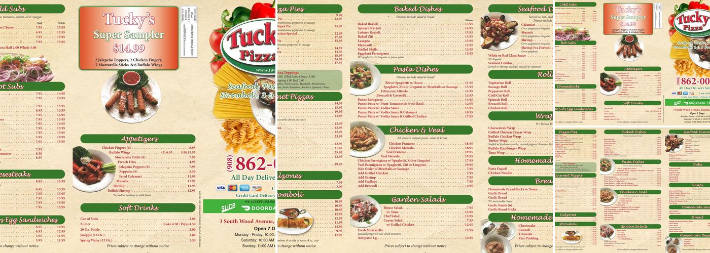 Tucky's Pizza Menu