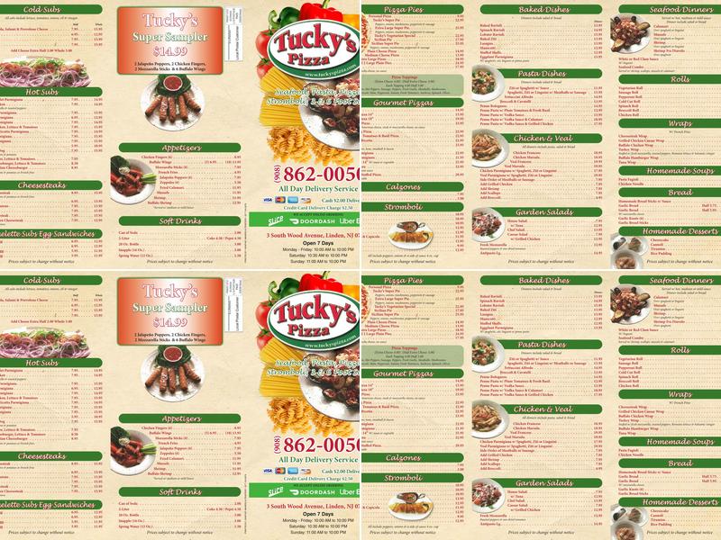 Tucky's Pizza Menu