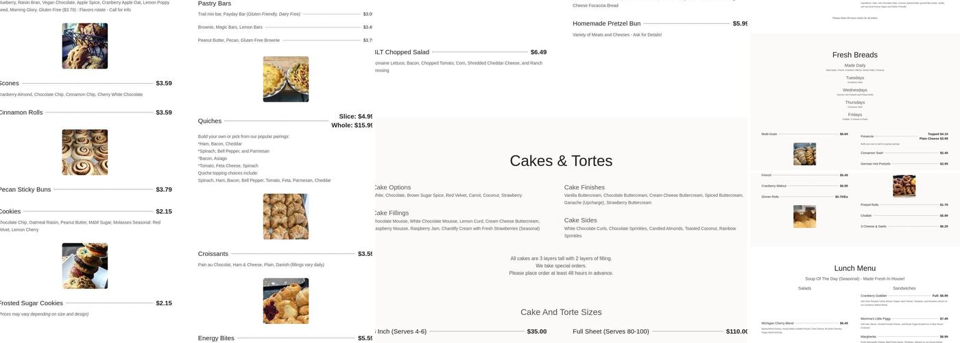 Sugar Momma's Bakery & Cafe Menu