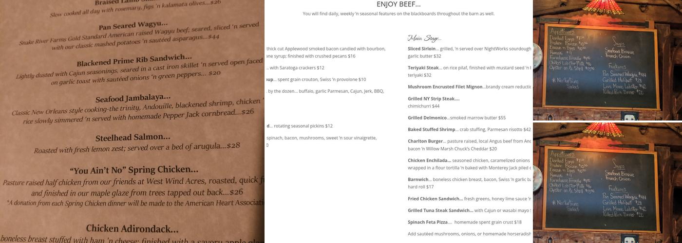 The Cock 'n Bull Restaurant Menu