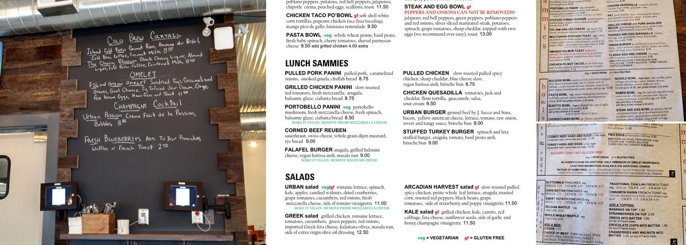 Urban Griddle Menu