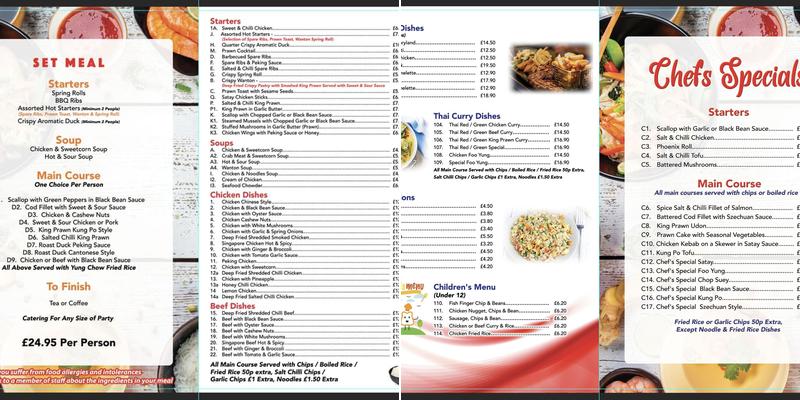 Rainbow Chinese Restaurant and Takeaway Menu