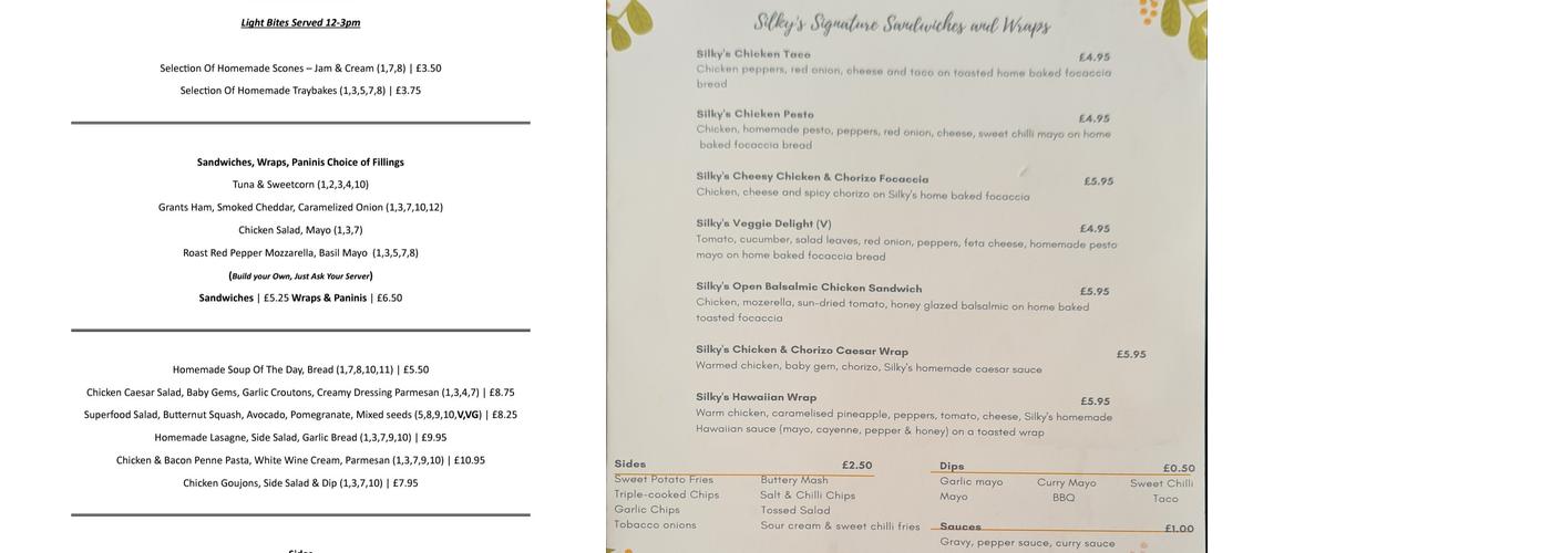 Silky's Bistro Menu