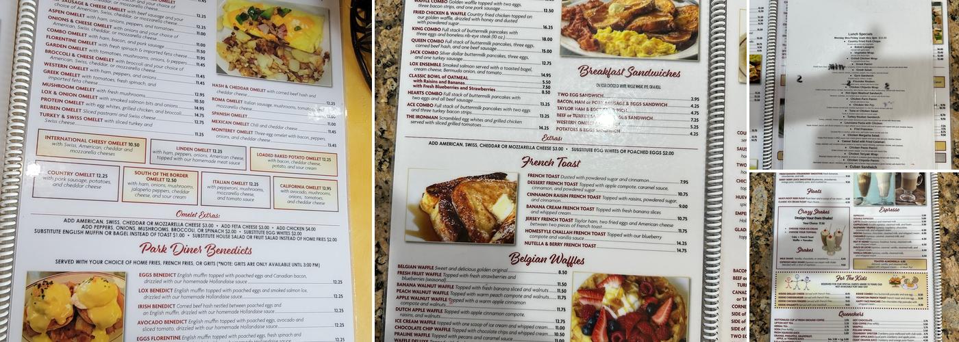 Park Diner and Pancake House Menu
