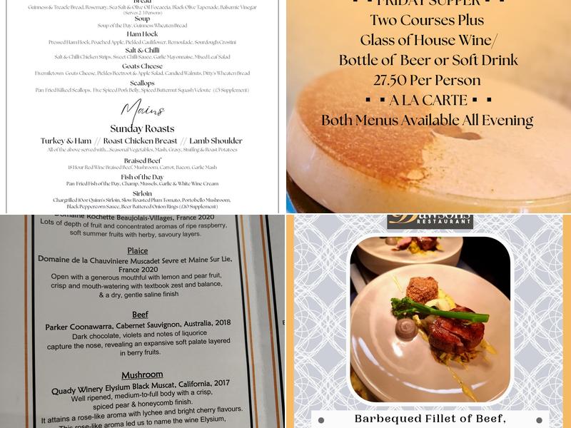 Dawsons Restaurant Menu